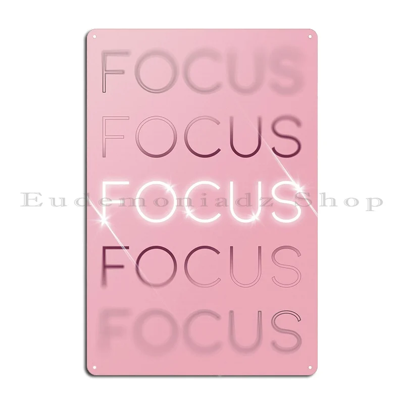 Focus Motivational In Pink Metal Plaque Club Living Room Printed Pub Vintage Tin Sign Poster