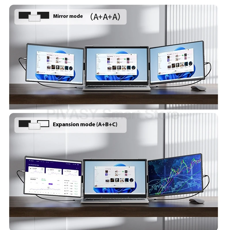 14.1 Inch Portable Dual-Screen HD Monitor IPS 16:10 Lightweight Type-C HDMI Extend Screen for Laptop Stock Trading Multi-Display