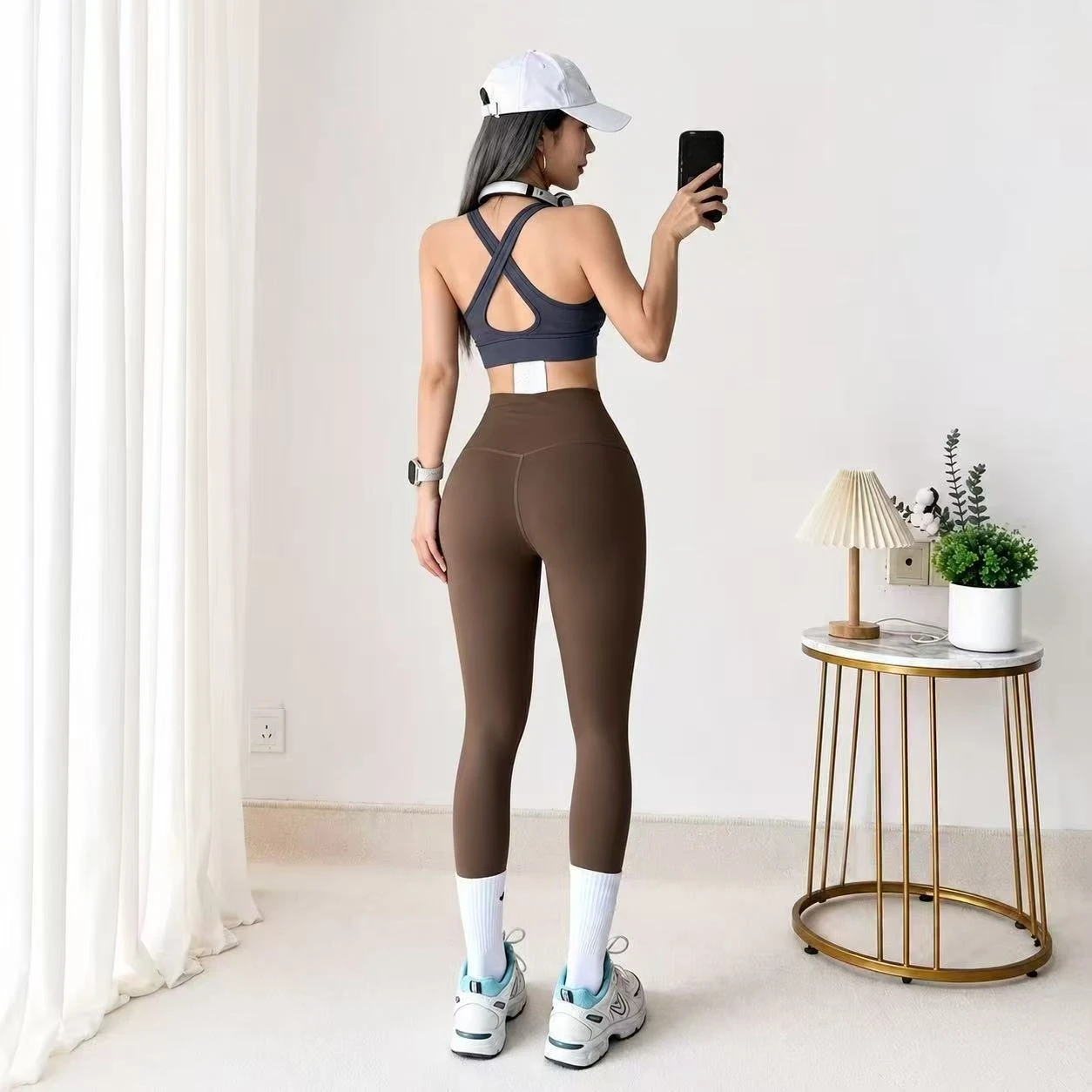 High Waisted Yoga Leggings for Women Tummy Control Butt Lifting Gym Fitness Workout Running Pants with Hidden Back Pocket
