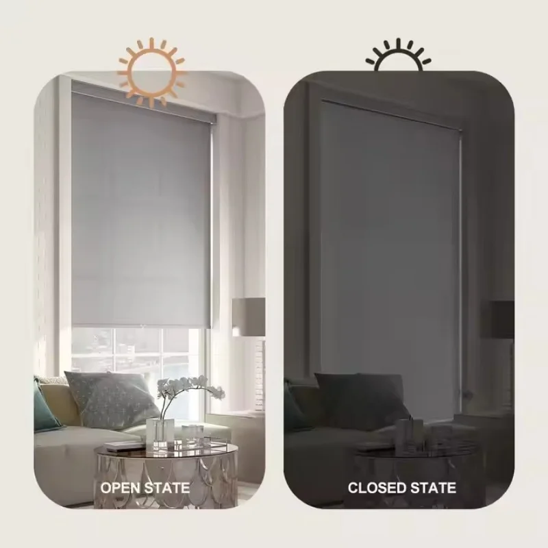 Square Cover With Fabric Remote Control Zigbee Rechargeable Motor Connect Google Alexa Motorized Zebra Roller Blinds For Windows