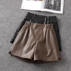 Trend Elastic Waist Youth A-line Shorts Spring Autumn New Solid Loose All-match Wide Leg Shorts Fashion Casual Women Clothing