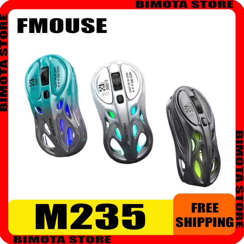 

FMOUSE M235 Tri-mode Wireless Mouse with Ultra Lightweight Hollow Out Gaming and Gaming Dedicated Bluetooth Office Gaming Mouse