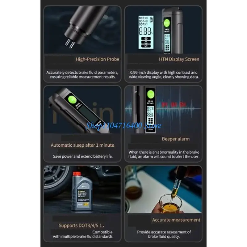 

y1gd Accurate Brake Fluid Tester Tool with Clear LED Indicators&DOT3 to DOT5 Support Ensures Driving Safety Quick Diagnostics
