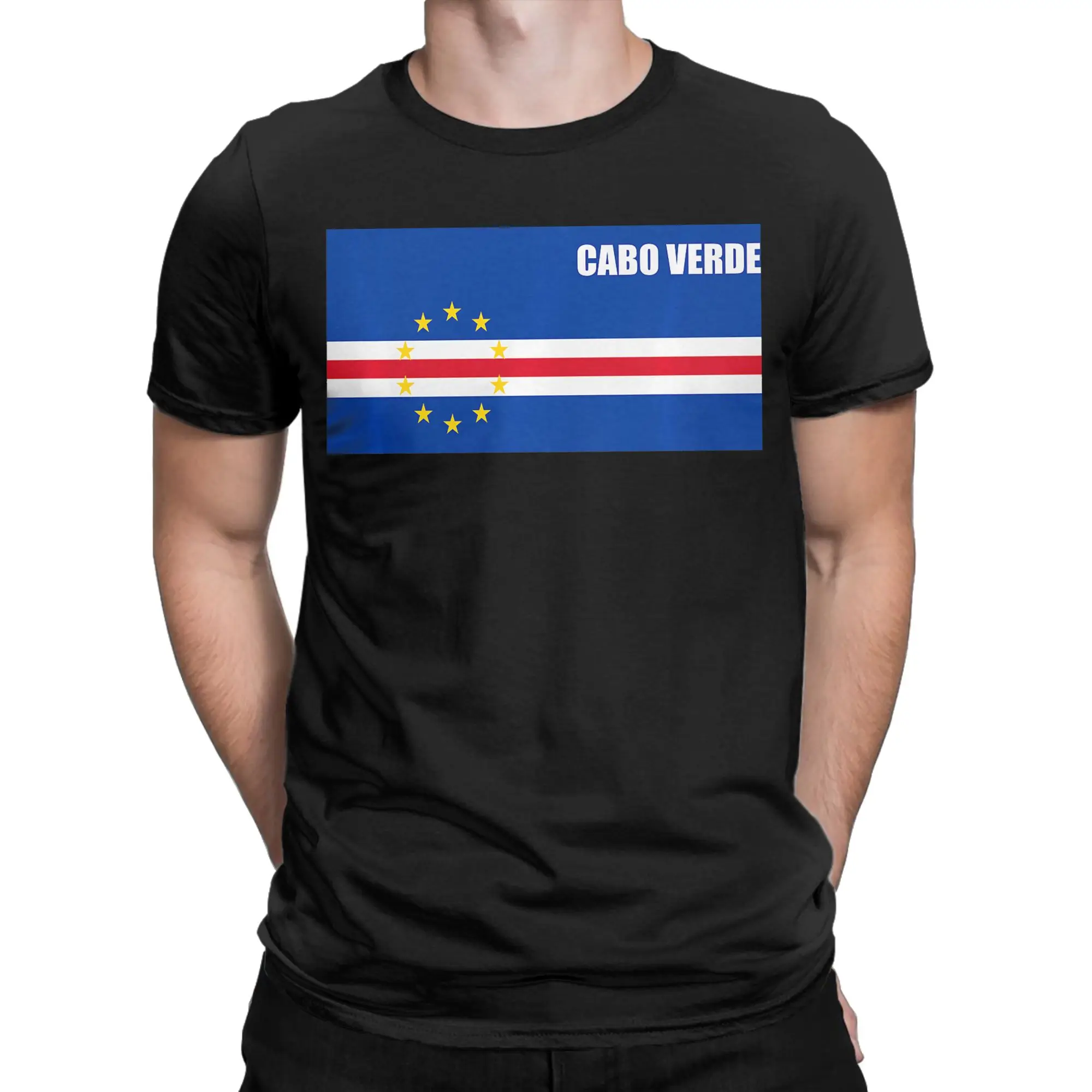 Man T-Shirt Cabo Verde Flag Tee T-Shirts Harajuku  Summer Tees Vintage Cotton Tops Gift