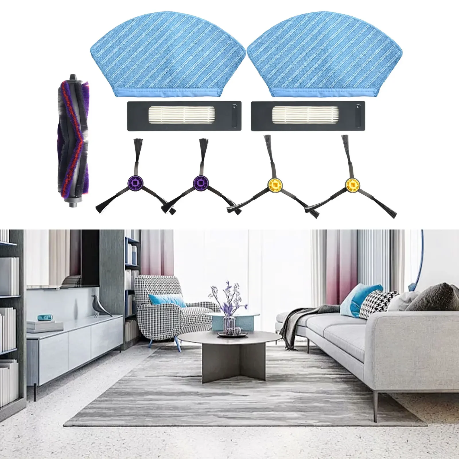 Deeper Cleaning Side Brush Main Brush Normal Maintenance Different Floor Surfaces Rubber Treads Easily Removed