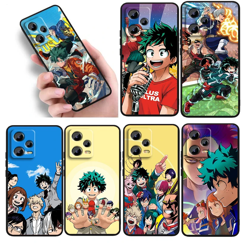 My Hero Academy Anime For Xiaomi Redmi Note 13 12R 12 12S Turbo 11 11T 11S 10 10S Pro Plus 5G Black Soft Phone Case