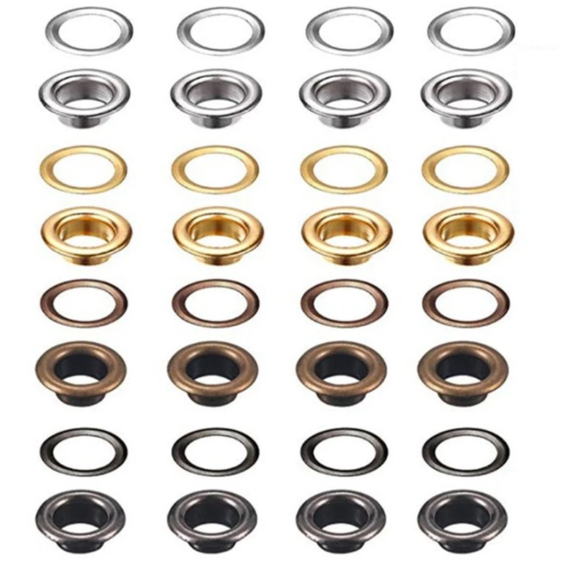 200 Set 6 mm Metal Grommets Eyelets Kit with a Base and Punch Hole Tool and Installation Tool Repair with Plastic Box