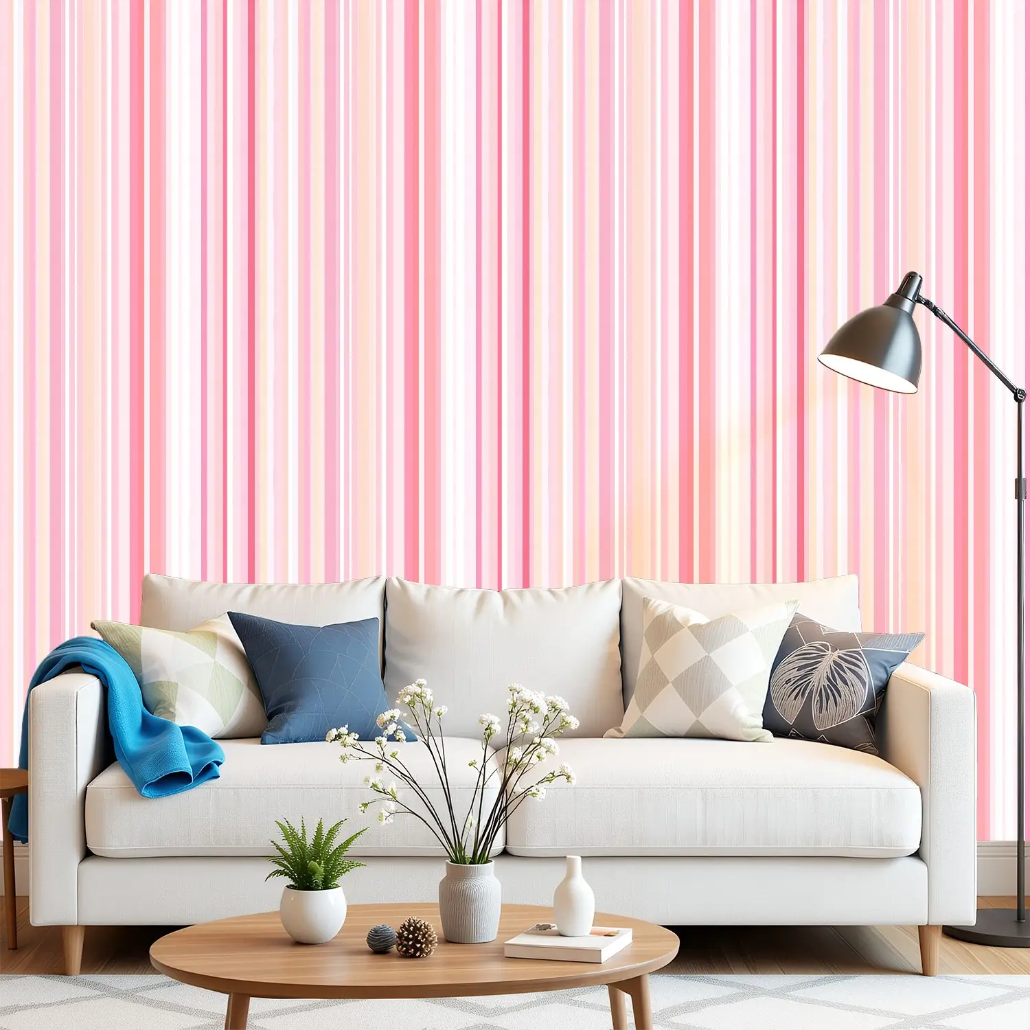 

Мягкие розовые обои в тонкую полоску 22,83 "X 118" водонепроницаемые обои для гостиной/спальни/ванной комнаты ПВХ стикер на стену