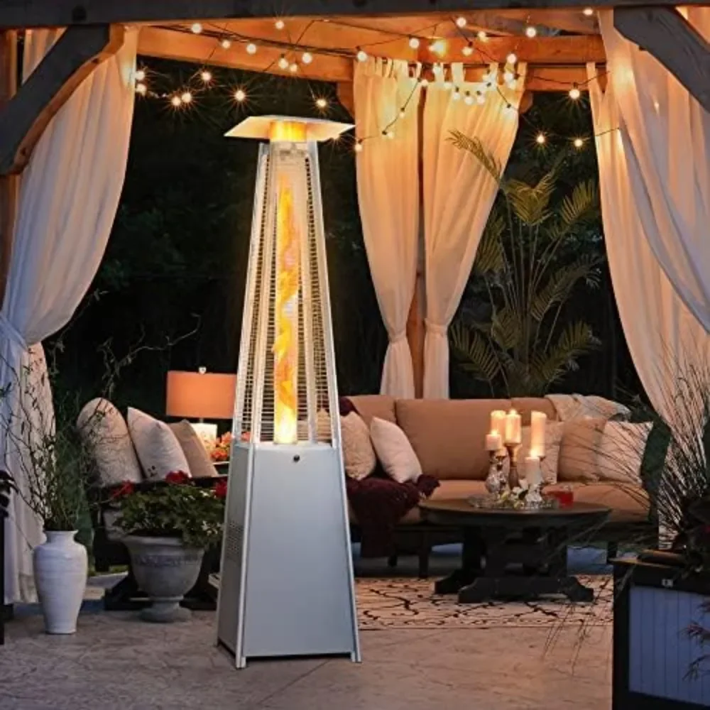 

Patio Heater Covers Pyramid Style Terrace Heater, 4 Propane Heaters for Outdoor Terraces, with Lid and Wheel Quartz Glass Tube