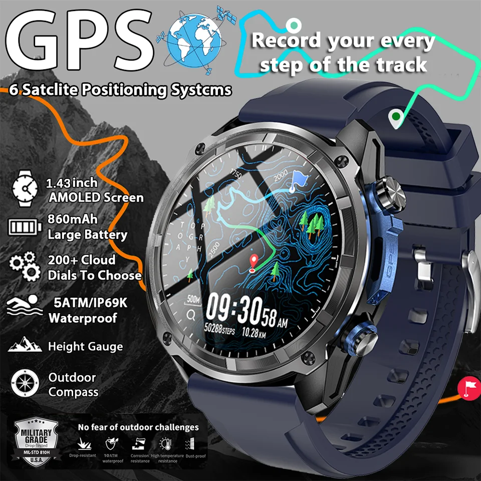 นาฬิกาอัจฉริยะ DT G1 Ultra GPS พร้อมระบบ GNSS แบบดูอัลแบนด์ในตัว เข็มทิศ เครื่องวัดความสูง บารอมิเตอร์ กันน้ำ 5ATM มาตรฐาน IP69K หน้าจอ AMOLED รองรับการโทร