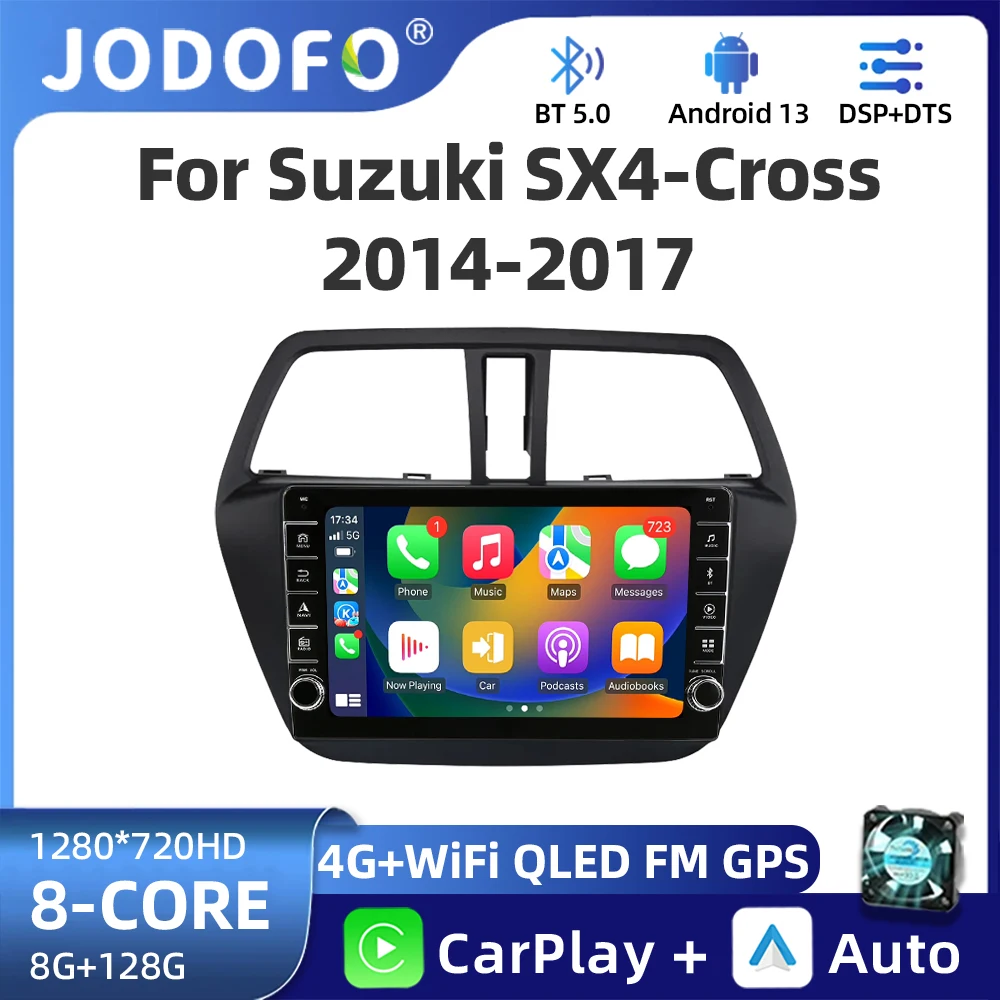 2 Din Android Car Auto Radio Multimedia Player For Suzuki SX4-CROSS 2014-2017 Carplay Navigation GPS Stereo Head Unit BT WIFI 4G