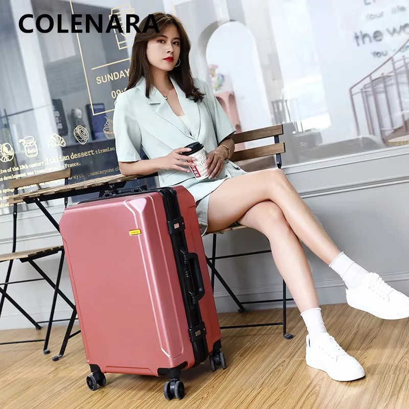 COLENARA Cabin Suitcase Men's Business Boarding Box Women's Aluminum Frame Trolley Case 20