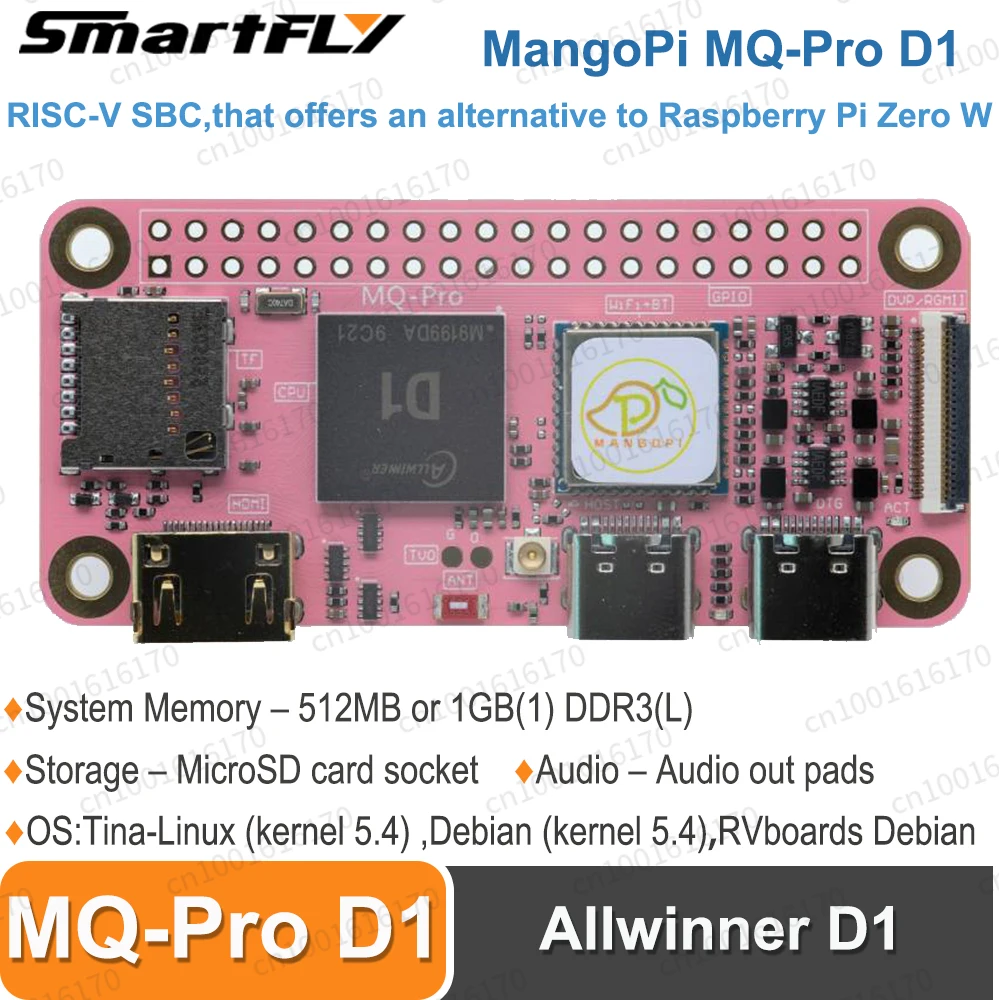 

Плата разработки MangoPi MQ-Pro Allwinner D1 RISC-V SBC с Wi-Fi/BT Sakura Pink V1.4 Tina-Linux OS Art Compared Raspberry Pi