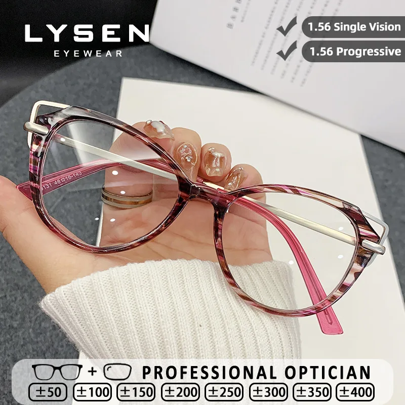 

LYSEN Fashion Cat Eye Women's Reading Glasses Customized Progressive Prescription Glasses Blue Light Blocking Myopia Eyeglasses