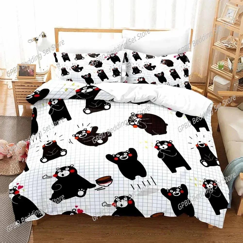 

Kawaii Cartoon Comics Kumamon Bedding Set 3D Printed Suitable for Bedroom Duvet Cover Set With Pillowcases Kids Home Textile