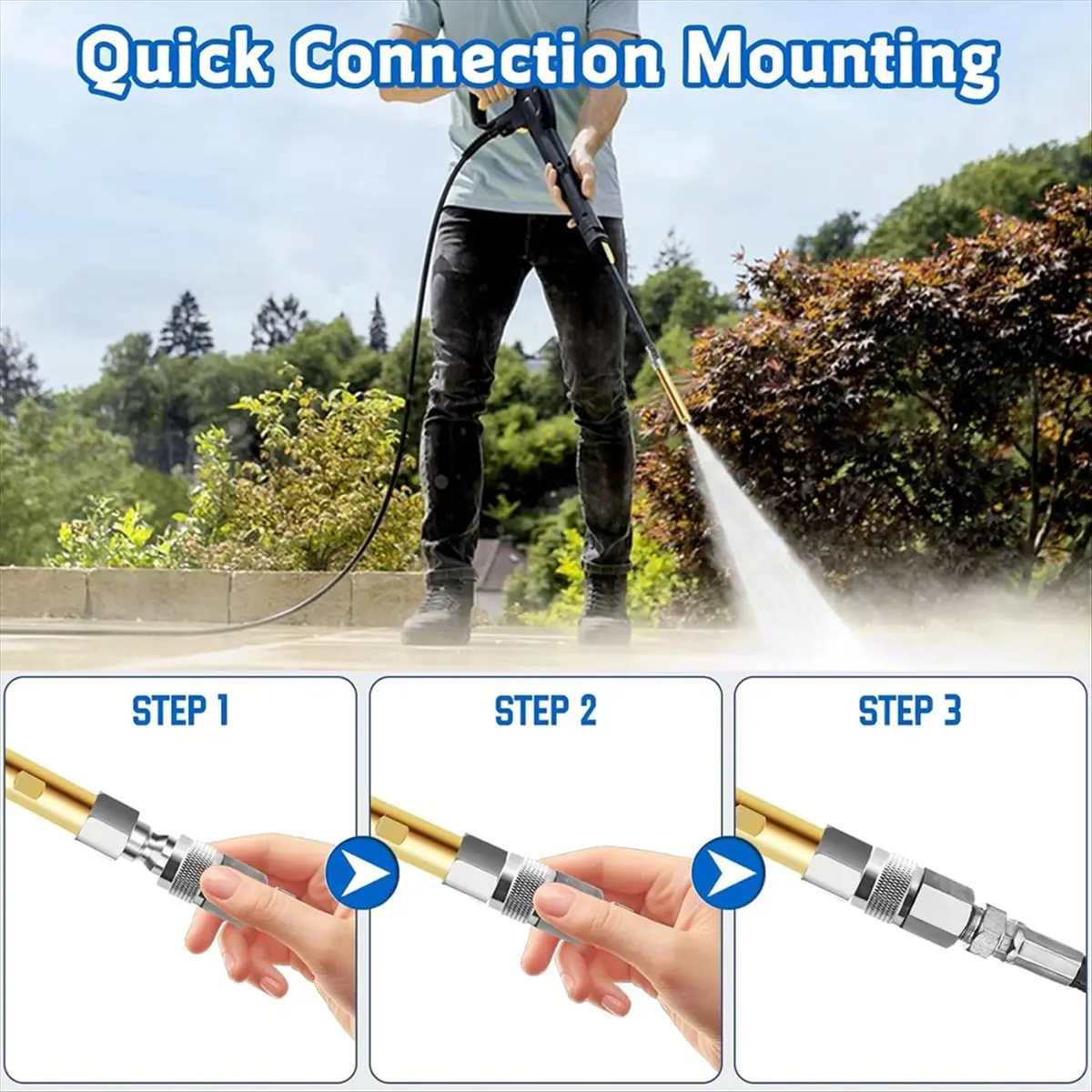 ABNH Pressure Washer Long Range Chemical Nozzle for 1000 to 6000 Psi Pressure Washing with 1/4 Inch Quick Connect