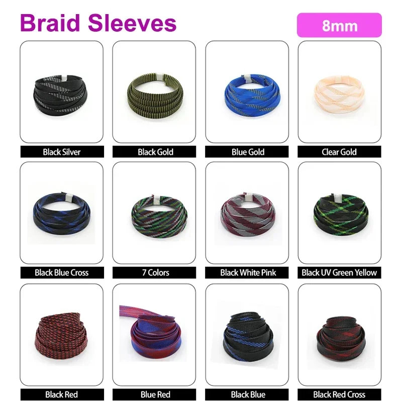 

1/2/3/5/10/20/30/50M 8mm Insulated PET Braid Sleeve Sleeving Expandable High Density Cable Sheath Wrap Protector Braid For Wires