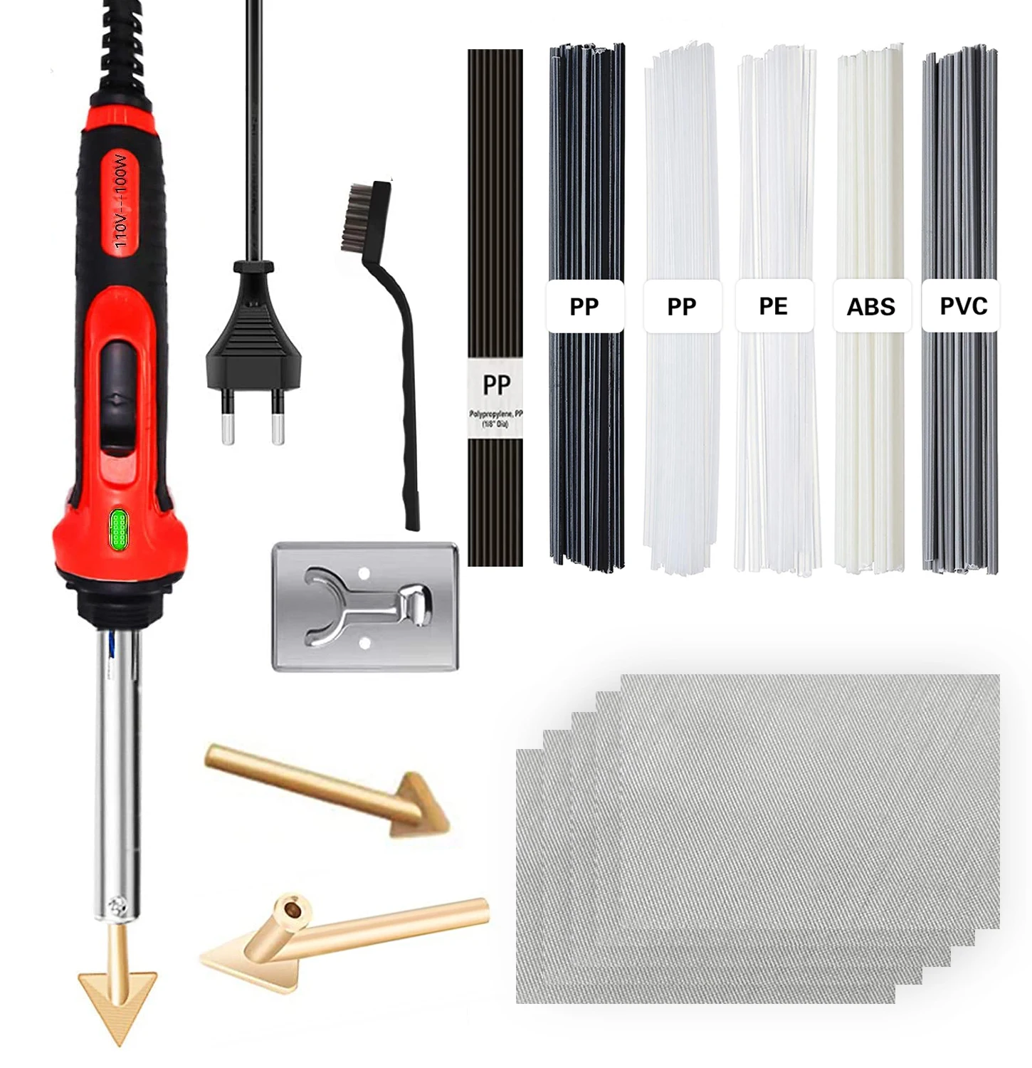 

100W Temperature Control Plastic Welding Kit PVC Car Bumper Repair Electric Soldering Iron Fast Heating Leather Ironing Tool