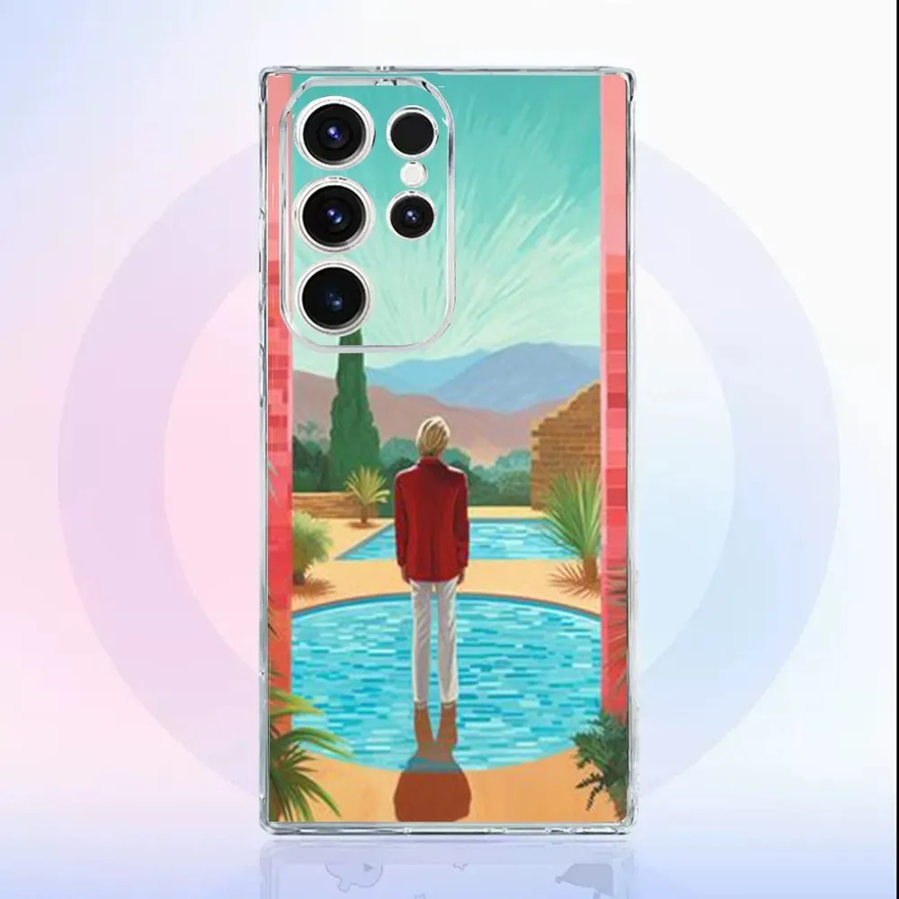 D-David Hockney Painting Art  Phone Case For Samsung S24,22,20,21 FE Ultra S24,23,10,10E,S8,Plus Transparent Phone Shell