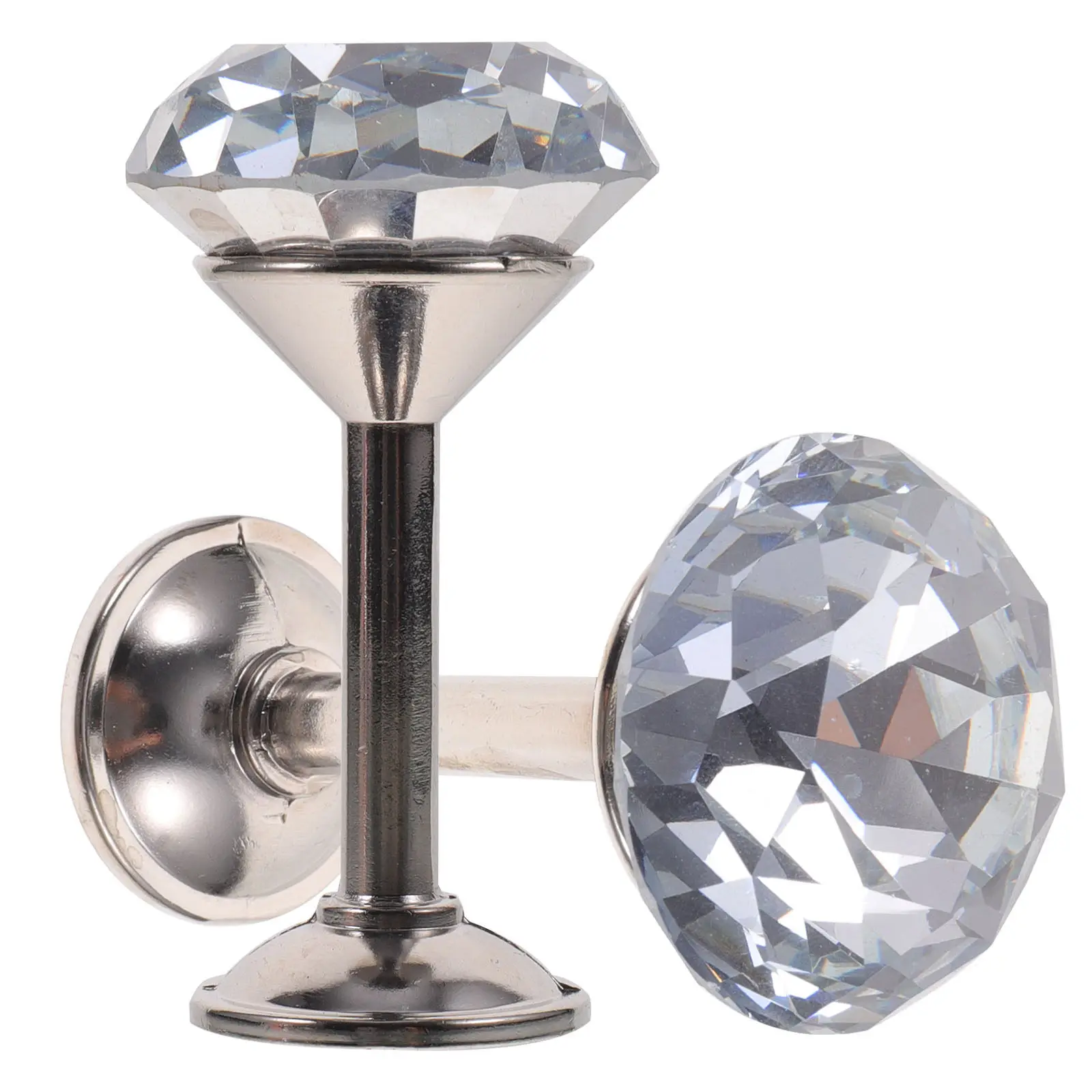 2Pcs Silver Curtains Tiebacks Shiny Large Faux Diamond Zinc Alloy Drapery Tie Backs for Home Decor Wall Door Hat Clothing