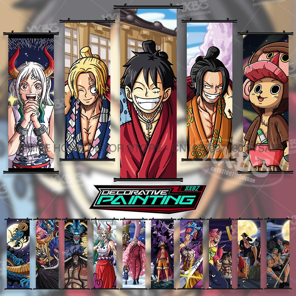 

Anime ONE PIECE Posters Shanks Decorative Paintings Doflamingo Home Decor BIG MOM Scrolls Pictures Yamato Wall Artwork Mural