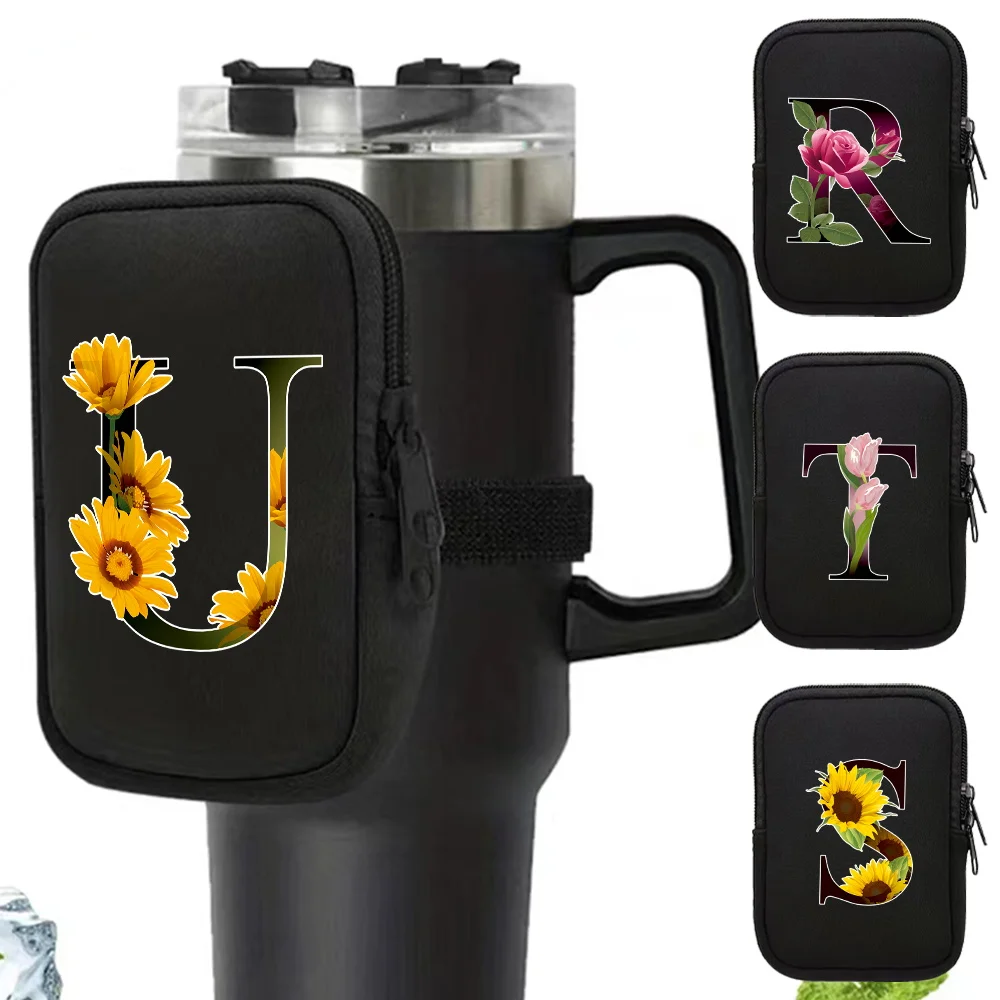 

Outdoor Sports Fitness Accessories Water Bottle and Cup Bag 40oz/20oz/30oz Neutral Storage Bags Wrist Pouch Flower Color Series