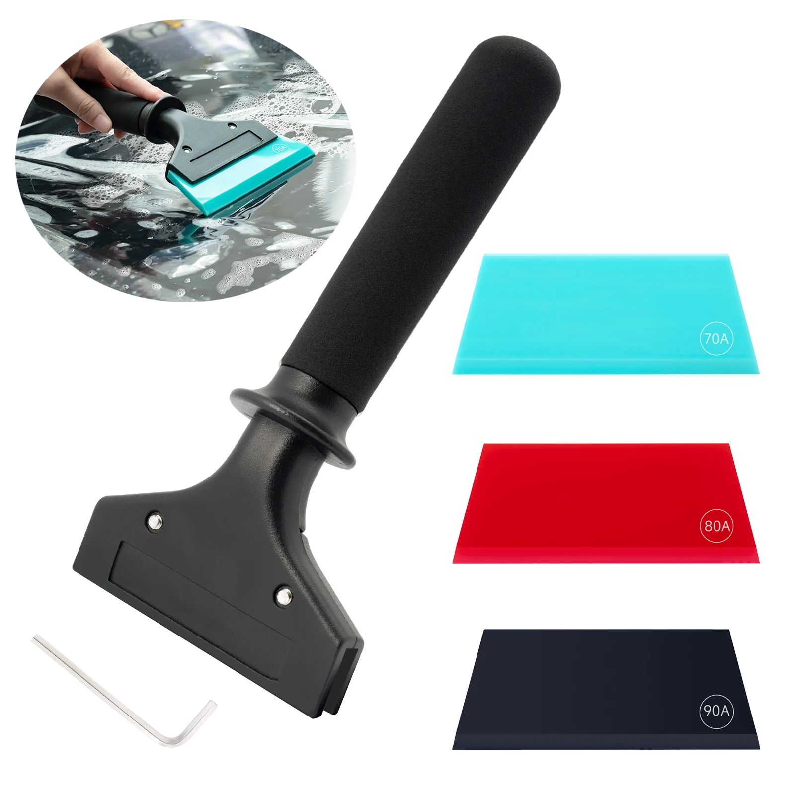 

EHDIS Window Glass Cleaning Squeegee EVA Handle With 3-Softness Rubber Blade Water Removal Snow Drying Scraper Car Tinting Tool