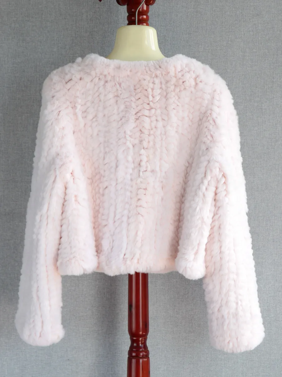 2025 imported otter rabbit fur woven fur jacket Korean version cropped silhouette double-sided thickened woven fur cardigan