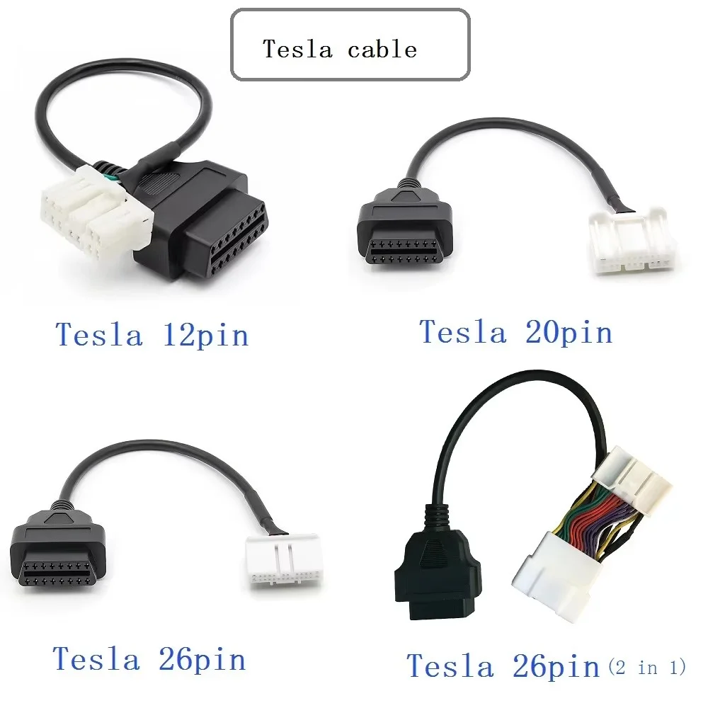 

Подходит для кабеля-адаптера Tesla obd2, 12-контактный 20-контактный 26-контактный диагностический разъем для автомобилей Tesla Model X/S/3/Y, работа с сканером