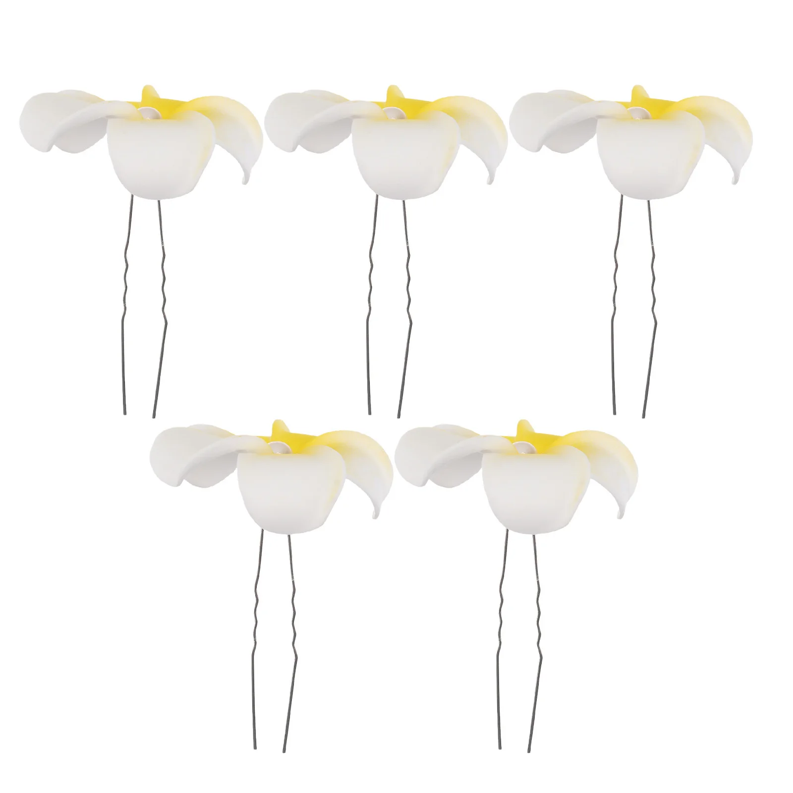 

5 шт. заколок для волос в виде цветов, гавайская плюмерия, U-образные свадебные заколки, идеально подходят для пляжной свадьбы, вечеринки на берегу моря, луау, летних причесок