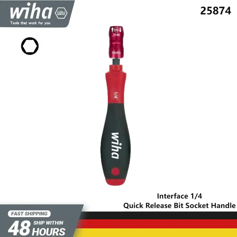 

WIHA 25874 Quick Release Socket Screwdriver Handle, Mechanical Locking Bit 1/4 in.
