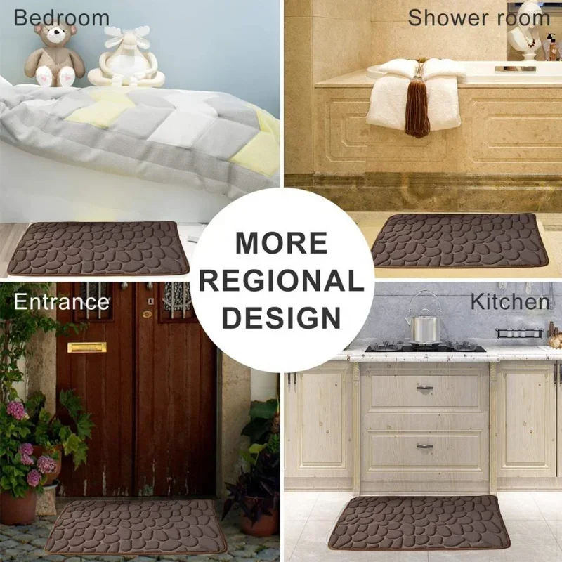 Mat Non-slip Carpets Cobblestone Embossed Bathroom Bath In Wash Basin Bathtub Side Floor Rug Shower Room Doormat Memory Foam