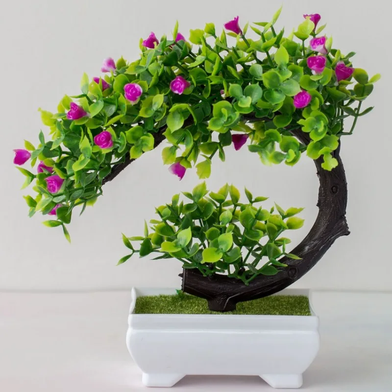 Hot Selling Artificial Bonsai Plastic Bionic Fake Plant Home Interior Office Decoration Outdoor Garden Decoration Pink Orange view 6
