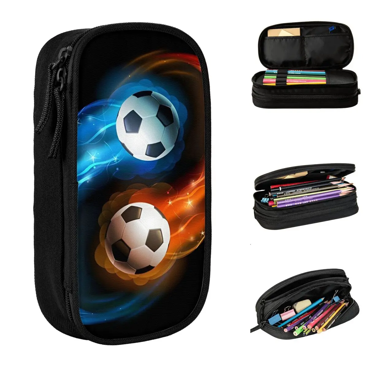 Sports Footbal Pencil Cases Cool Ball Pencilcases Pen for Girls Boys Big Capacity Bag Students School Gifts Stationery