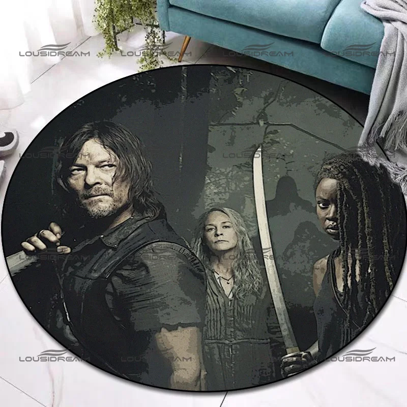 Round Popular American TV Series Carpet The Walking Dead Daryl Dixon Pattern Series Rugs Indoor Home Decor Mats Seat Sofa Mats