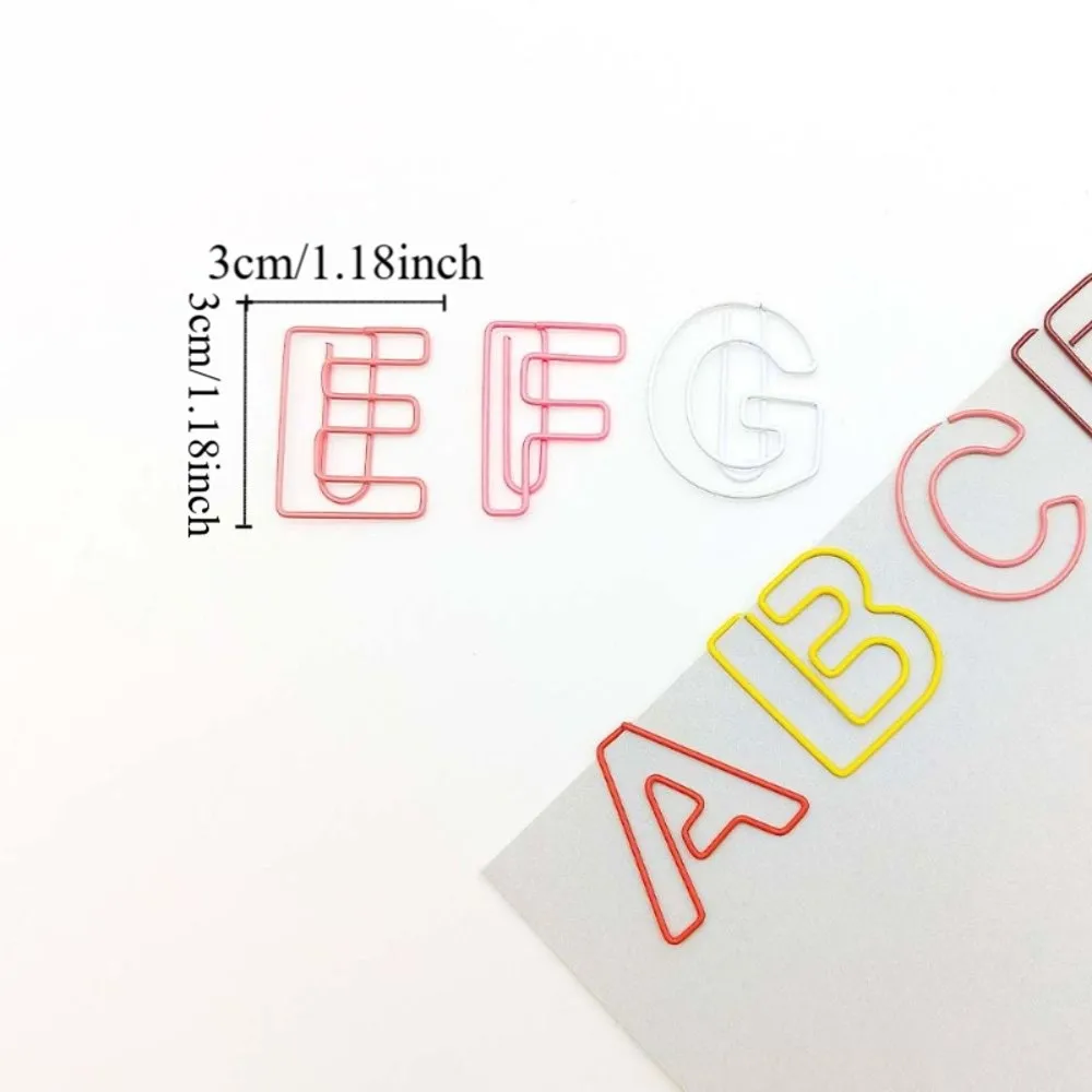 26pcs Colorful Binder Clips Alphabet Paper Clips Bookmark Hollow Photo Tickets Holder Metal DIY Letter Paper Clips School