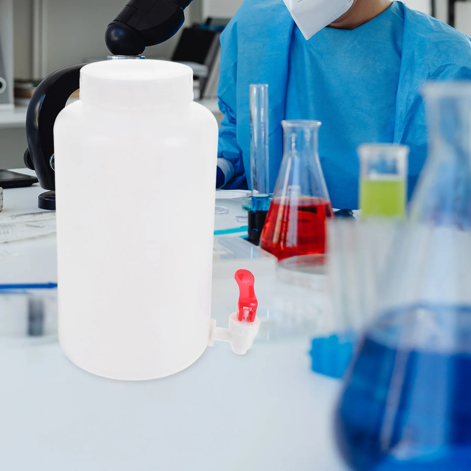 

Laboratory Reagent Bottle Plastic Dispensing Jug Leakproof Cap Spigot Container Water Storage Transparent Body Lightweight