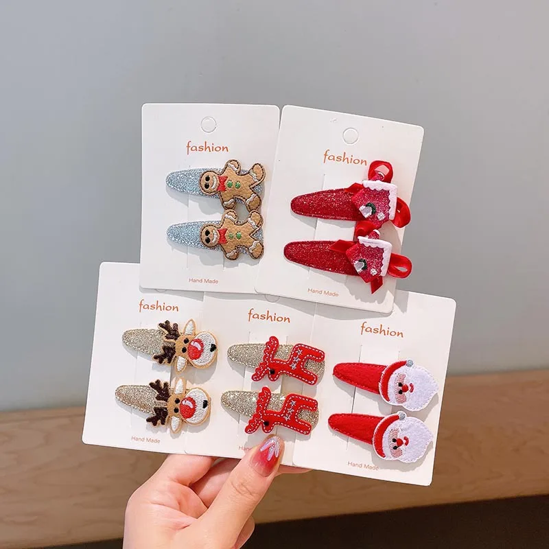 Christmas Children Hair Accessories Hair Clips Reindeer Santa Claus Little Girl Bangs BB Clip Girl Edge Clip Headband Accessory