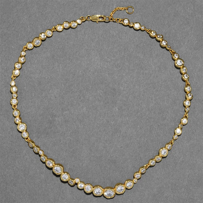 Fashion Water Droplet Round Zircon Necklace Bracelet Luxury Set Woman Top Quality Europe America Jewelry