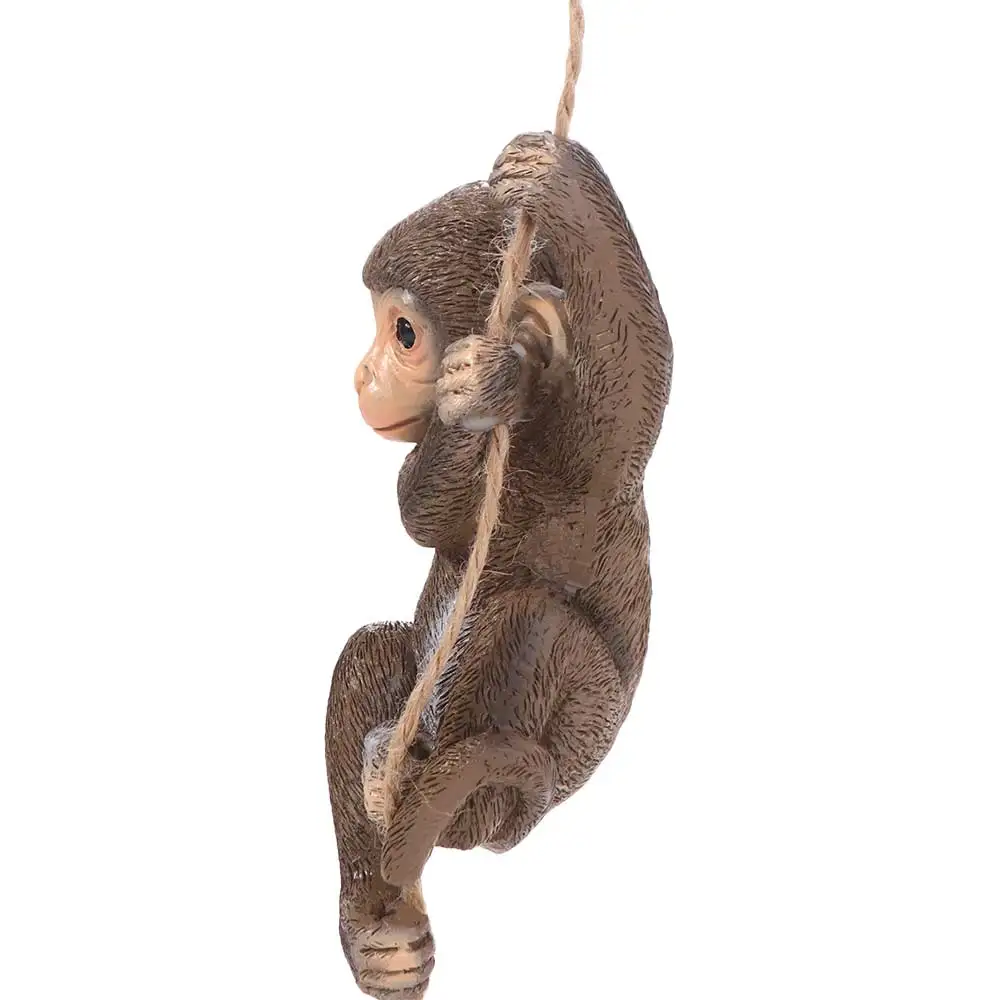 Cute Garden Climbing Monkey Figurine Resin Crafts Weatherproof Monkey Hanging Ornament Handmade Animal Statue