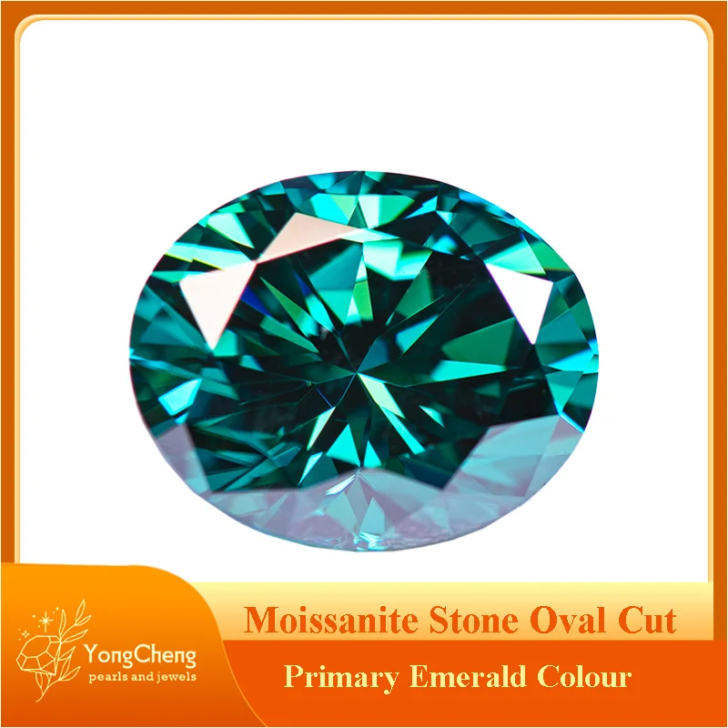 

Moissanite Stone Oval Cut Primary Emerald Colour Lab Created Synthetic Gemstone Passed Diamond Tester Comes with GRA Certificate