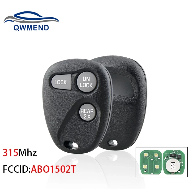 QWMEND ABO1502T 3 Buttons Smart Car Key for Cadillac Chevrolet GMC Oldsmobile Pontiac Saturn 315Mhz Car Remote Key