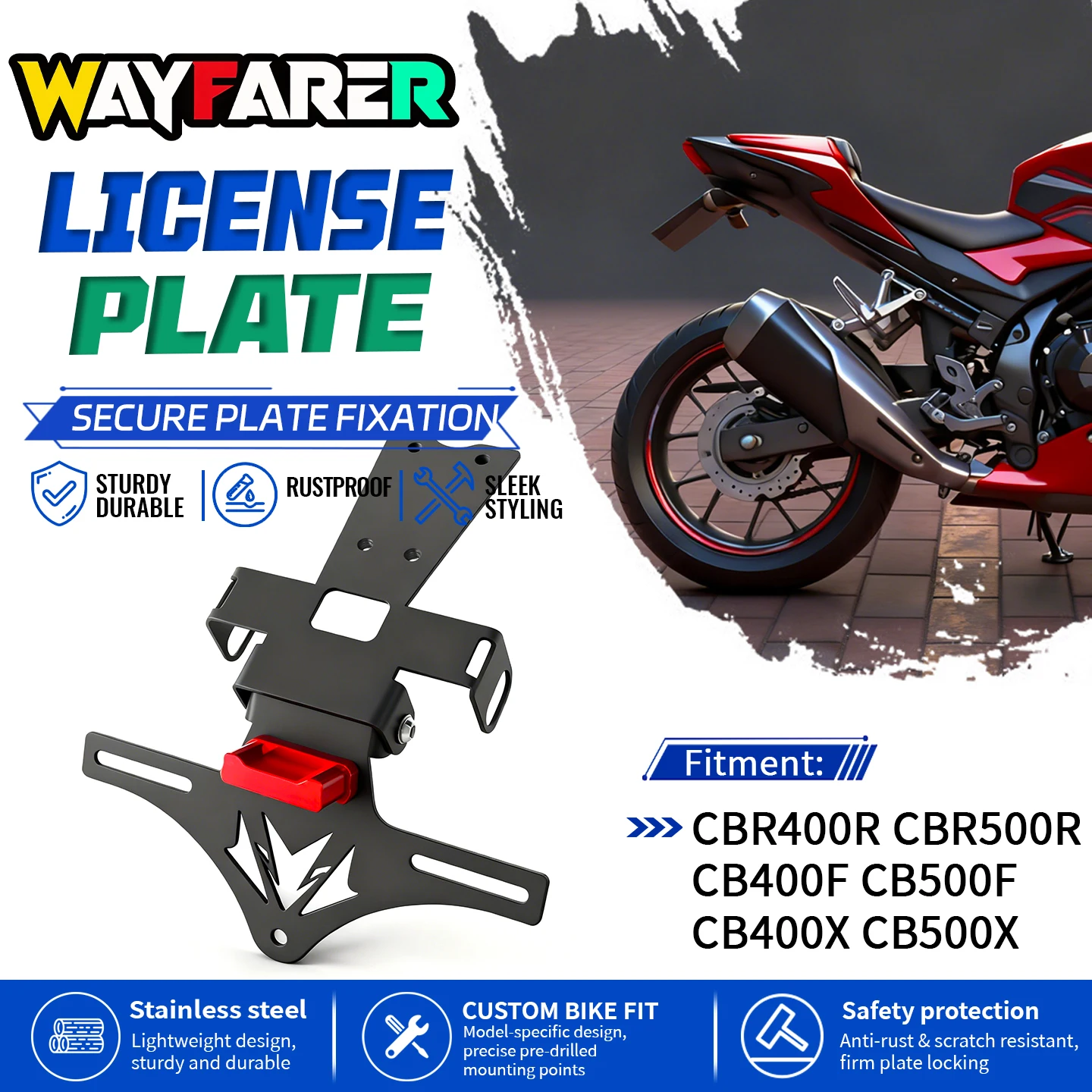 For CB400X CB500X CB400F CB500F CBR400R CBR500R Motorcycle Rear License Plate Holder Mount Bracket Tail Tidy Fender Parts