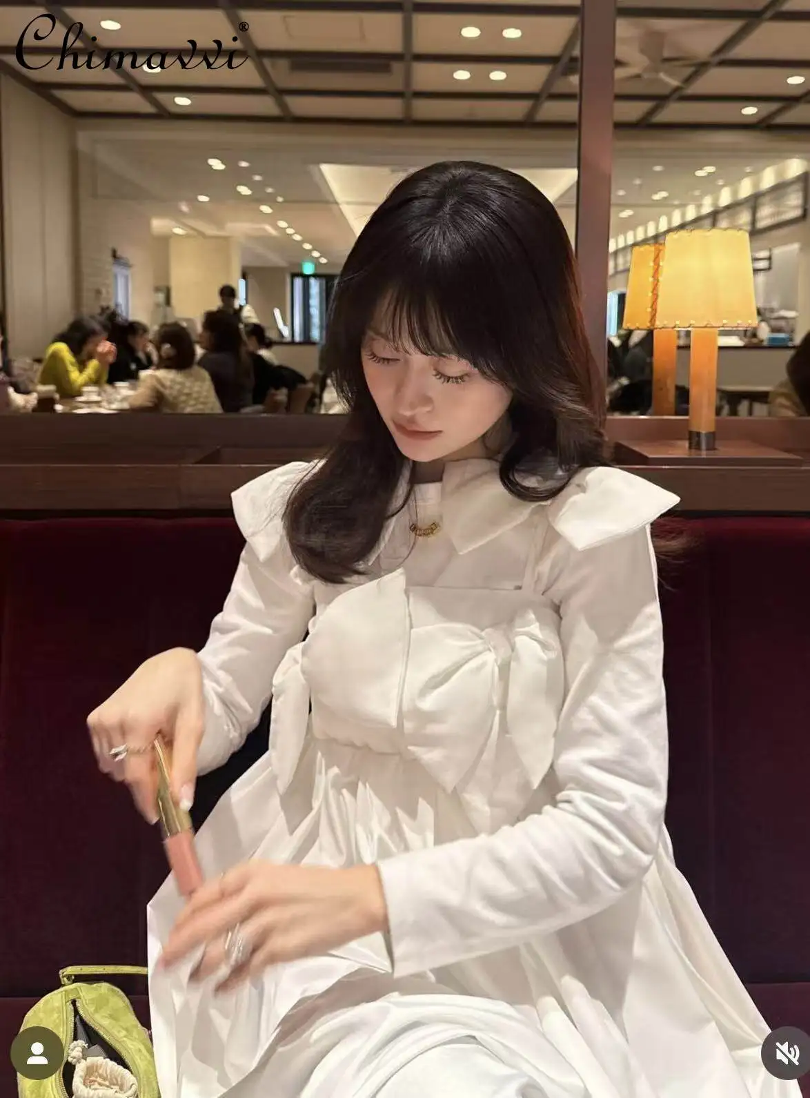 

Japanese Style Fashion 3d Bow Strap Dress New 2026 Spring and Summer Sweet Girls Elegant Loose White Princess Dresses for Women