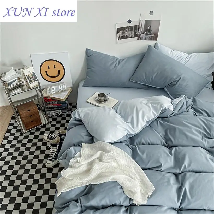 

New Bedding Set for Boys Girls Bedroom Washed Cotton Duvet Cover Pillowcase Bedspread Simple Fashion Bed Sheet Set Bed Linens