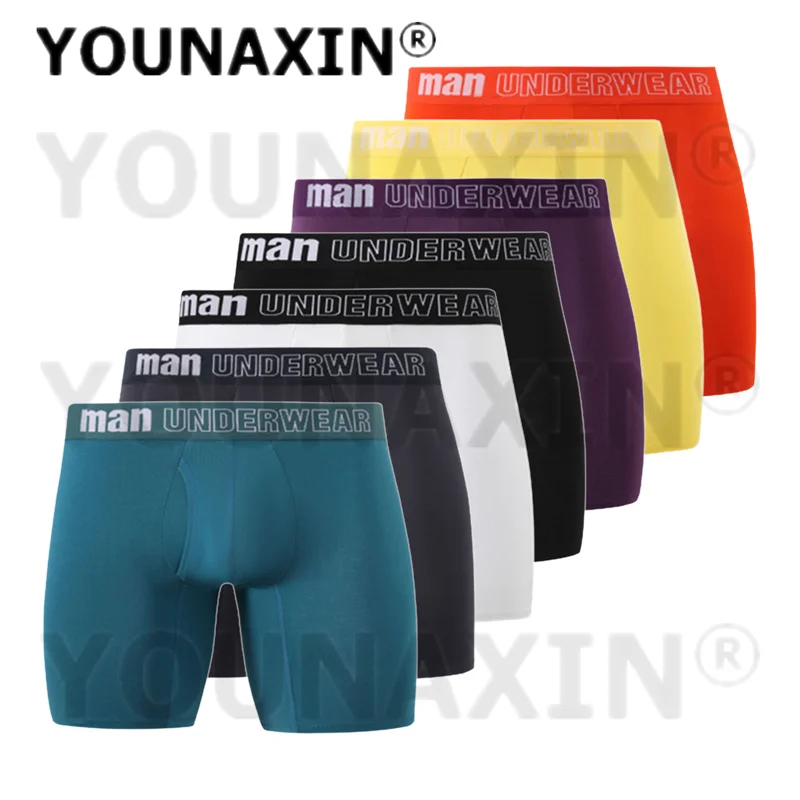 7 Pack Men's Big Size Sports Underwear Crotch Opening Boxers Briefs Sexy Panties Knickers Underpants Undies Homme Trunks 5XL 6XL