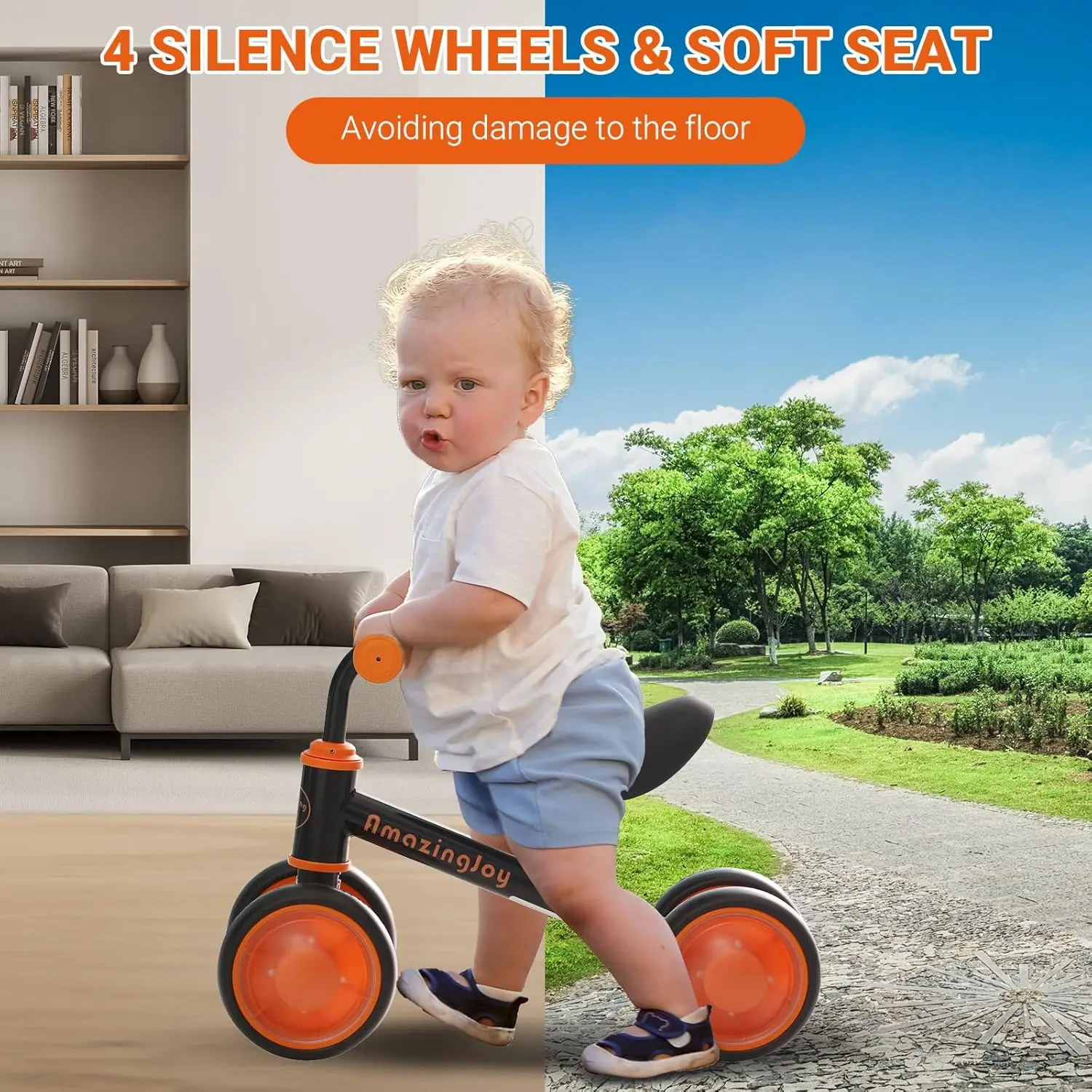 Bicicleta de equilibrio para niños y niñas de 1 año, iluminación colorida, juguetes para bebés, primer paseo, 10-24 meses, 12-24 Mon