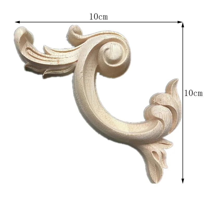 Autocollant d'angle en bois naturel non peint, 2 pièces, décor de fleurs 3D non peintes, cadre en chêne triangulaire, raccords de 10cm