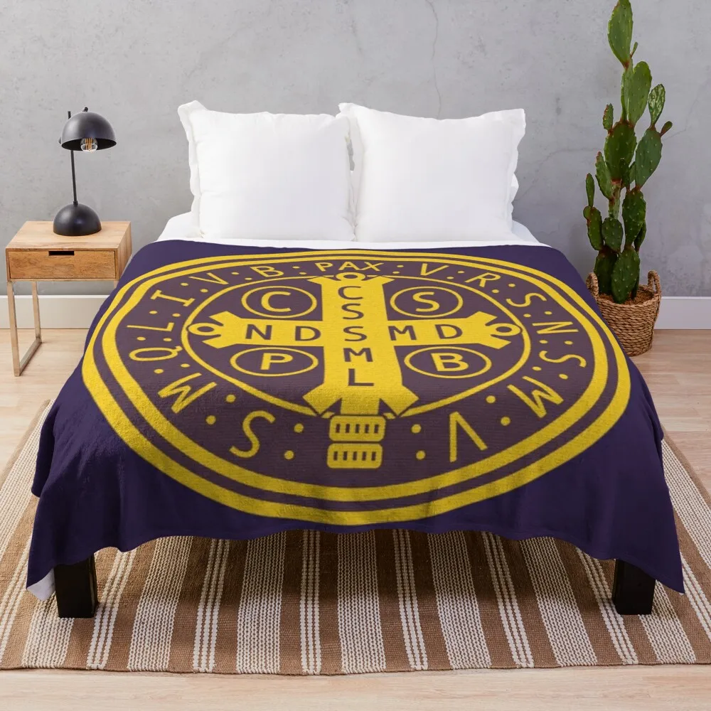 Saint Benedict Medal Throw Blanket Softest Retros Luxury Brand Sofa Blankets