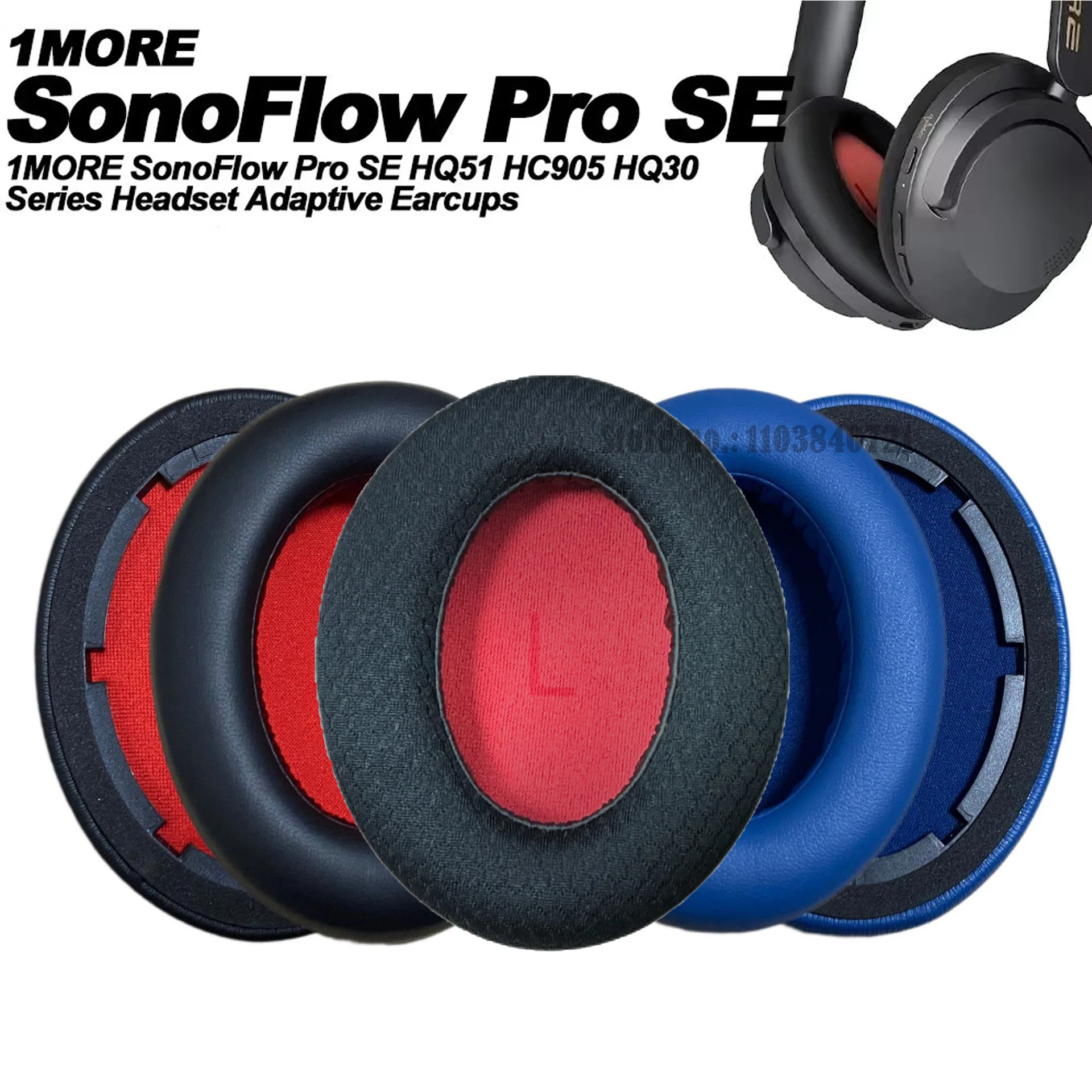 Sponge Protective Case Ear pads for 1MORE SonoFlow,SonoFlow SE Earphones Durable Soft Cover Noise Reduction earpads Lightweight
